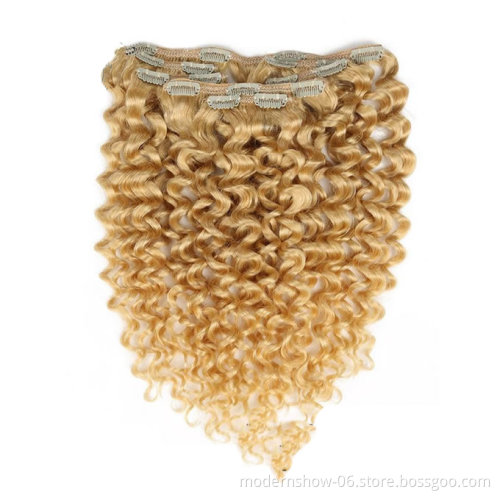 Wholesale Double wefted Remy Human Hair 8 Pieces Seamless Clip In Human Hair Extension For Black and White Women